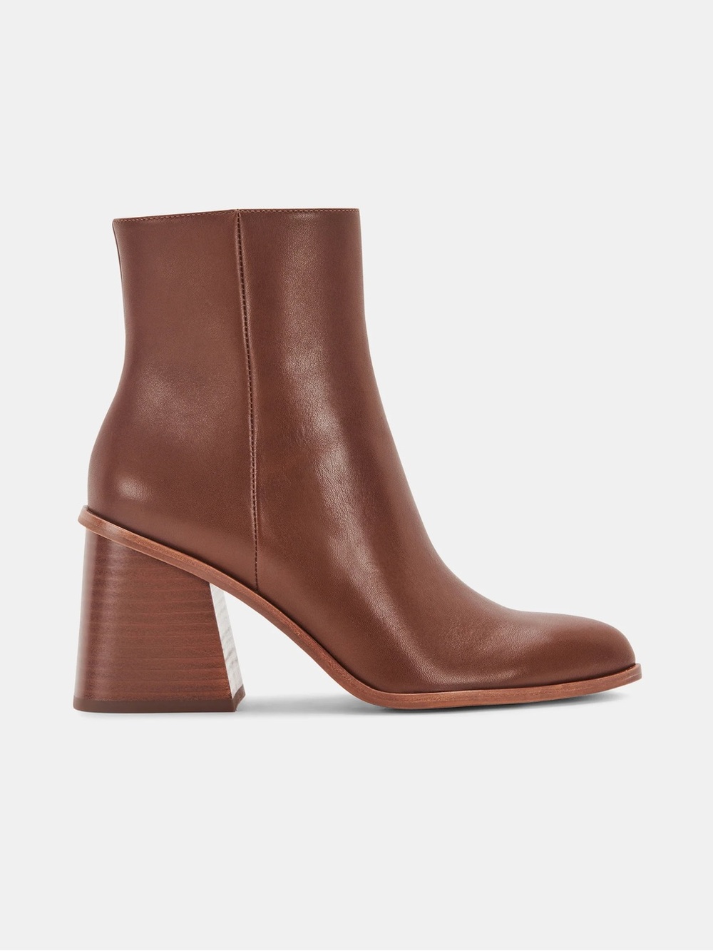 Dolce Vita Brown Leather Block Heel Ankle Boot